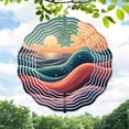 thumbnail image 1 of 3D Metal Hanging Wind Spinners - Serene Landscape & Vibrant Sky Design for Yard & Garden Decor - Unique Wind Chimes with Concentric Circles, 1 of 6