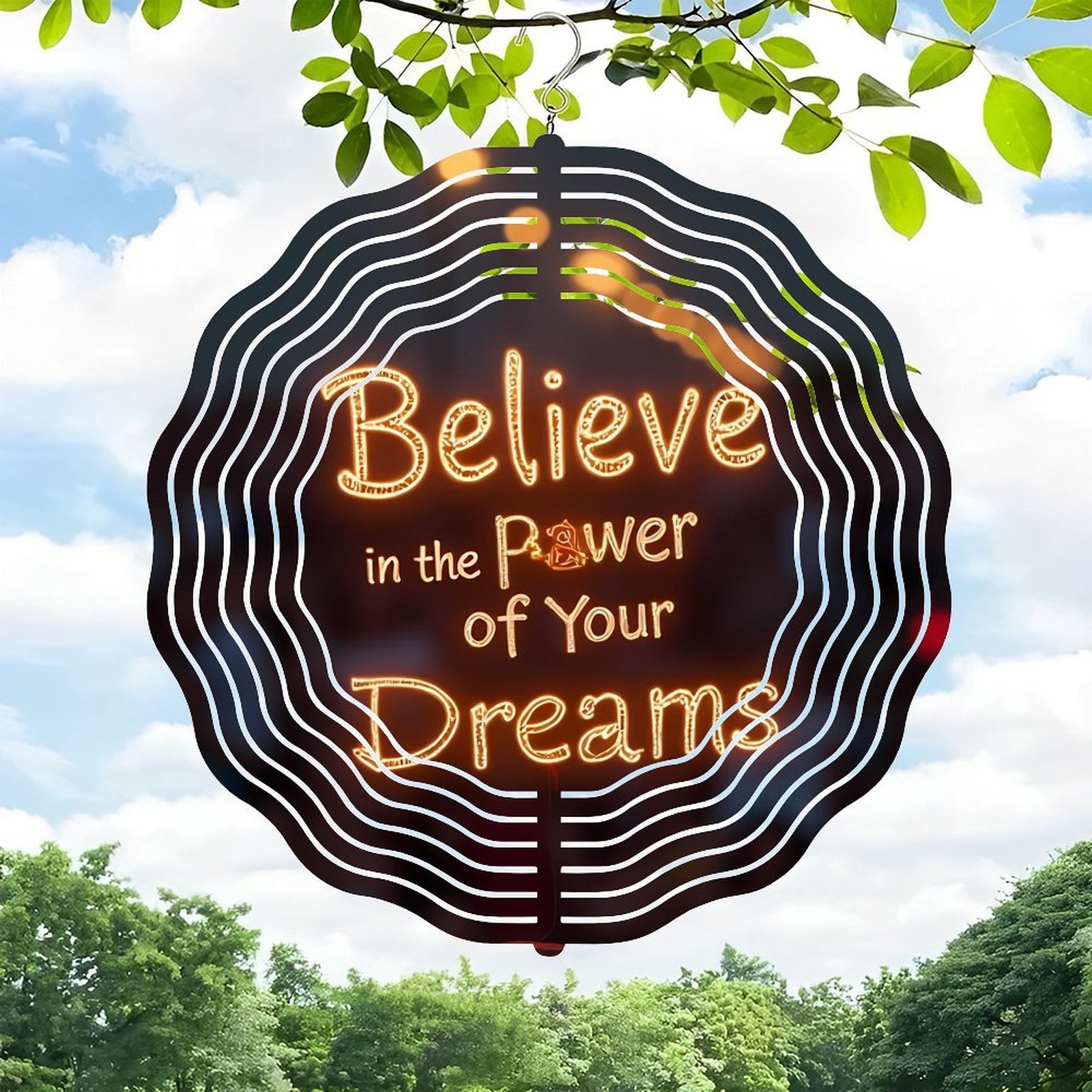 3D Metal Hanging Wind Spinners Spiral Design Wind Chimes for Yard