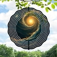 thumbnail image 1 of 3D Metal Hanging Wind Spinners - Spiral Design with Concentric Rings - Unique Garden Wind Chimes for Yard Decor - Surreal Cosmic and Natural Elements, 1 of 6