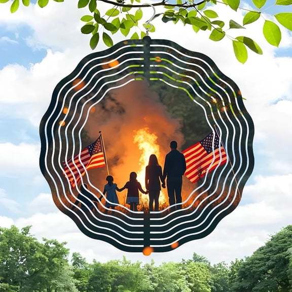 3D Metal Hanging Wind Spinners for Yard & Garden - Elegant Circular Design with Concentric Waves Perfect for Outdoor Decor Eye-Catching Patterns Durable & Weather -