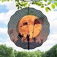 thumbnail image 1 of 3D Metal Hanging Wind Spinners for Yard & Garden - Artistic Circular Design with Stylized Moon Concentric Waves & Silhouetted Figures, 1 of 6