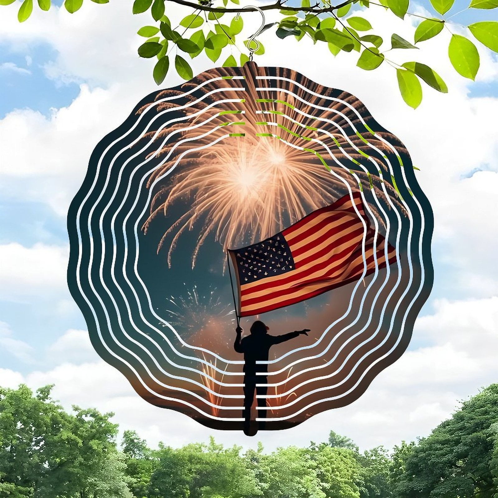 3D Metal Hanging Wind Spinners for Yard Garden Decorative Wave 3D Metal Hanging Wind Spinners for Yard Garden Decorative Wave
