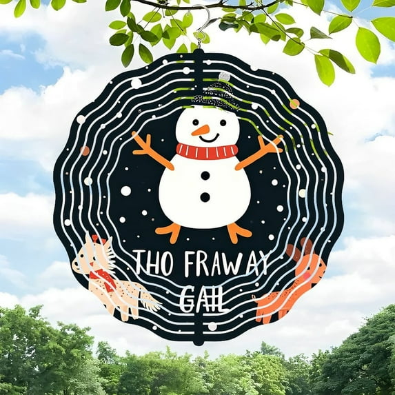 3D Metal Hanging Wind Spinners for Yard & Garden - Whimsical Snowman Horse & Fox Design with Starry Night Background - Perfect Outdoor Decor