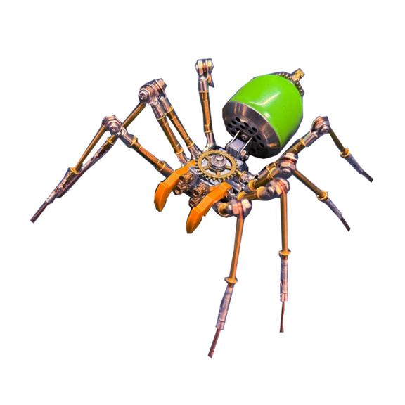 3D Metal Hibernating Venomous Fang Spider A Green Model Kit, 173PCS DIY Steampunk Insect Assembly, Creative Desktop Decor Gift for Adults and Teens