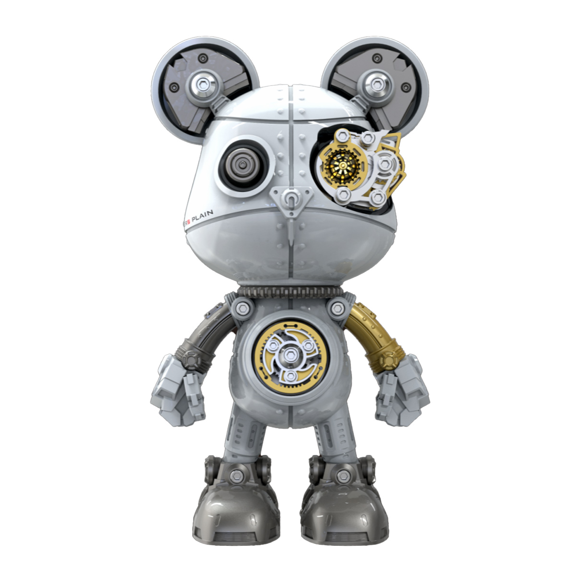 3D Metal Mechanical Bear Model Kit, Star Glory Edition Silver and White 136PCS 3D Puzzle DIY Assembly Figure with Magnetic Lights for Adults