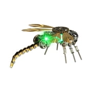 3D Metal Mechanical Dragonfly Model Kit with Color-Changing LED Light - 260PCS Steampunk Insect Building Project, DIY Night Light Assembly for Home Desk Decor