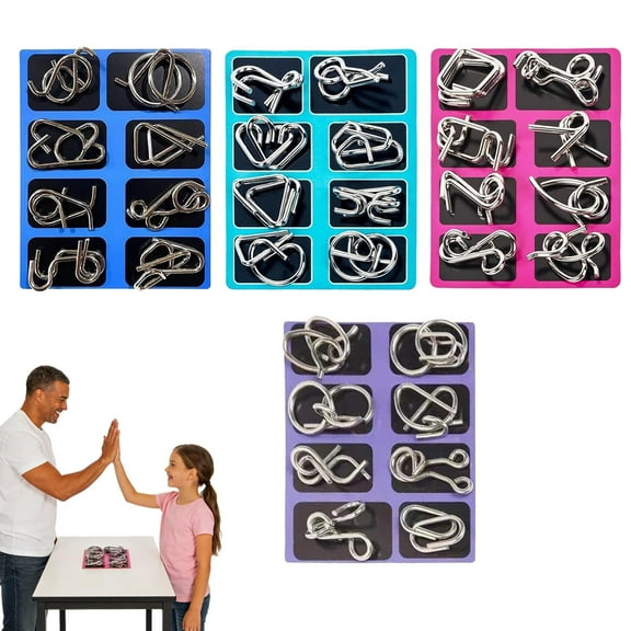 3D Metal Mechanical Puzzle Set (24 pieces) | Universal Ring Coil Puzzle Toy for Adults and Children, for Logical Thinking Training and Party Stress Relief Games