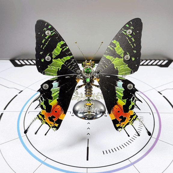 3D Metal Mechanical Steampunk Butterfly Model Kit - 100+PCS Sunset Butterfly Building Set Jigsaw Puzzle for Adult
