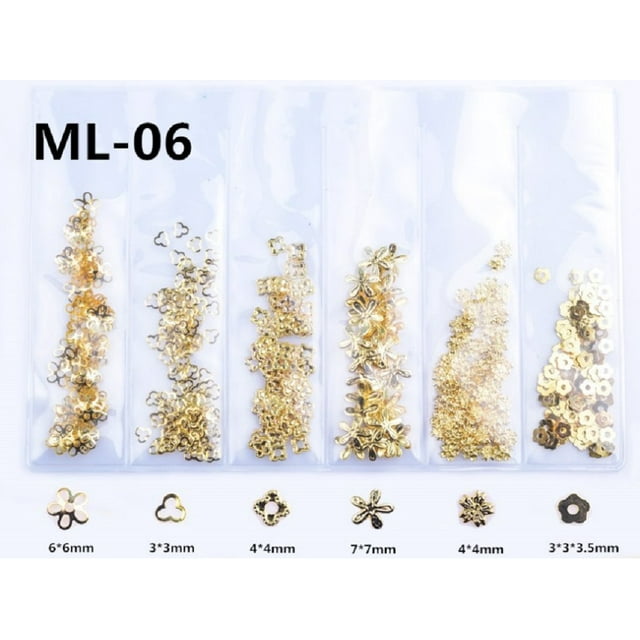 3D Metal Nail Art Decoration Set – Ocean Rivets, Gold Shell Rhinestones ...