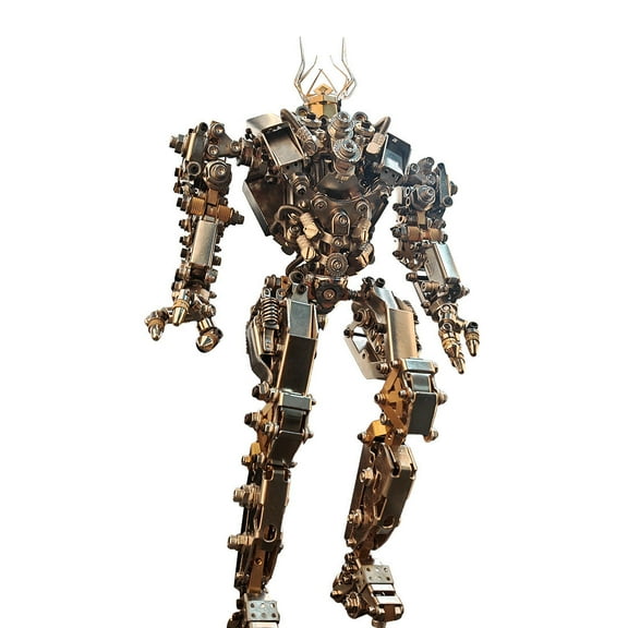 3D Metal Puzzle for Adults, 1020PCS DIY Metal Steampunk Assembly Protoss Mecha Model Building Kits with Lights, Unique Desk Creative Art Decorations Gift for Adults