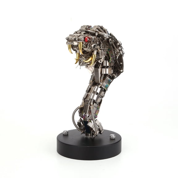 3D Metal Puzzle for Adults, 400PCS DIY Metal Steampunk Assembly Athanatos Half-Body Serpent Statue Model Building Kits with LED Eyes, Unique Desk Creative Art Decorations Gift for Adults
