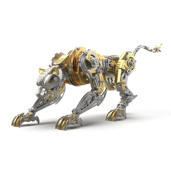 3D Metal Puzzle Animal Model for Adults, 306Pcs 3D DIY Mechanical Punk Leopard Hunter Building Kits, Creative Art Ornament for Home & Office