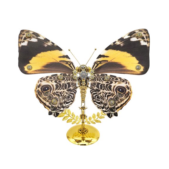 3D Metal Puzzle Butterfly Model Kit, 100PCS DIY Steampunk Mechanical Peacock Eye Butterfly Model with Adjustable Wings, Unique Desk Creative Art Decorations Gift for Adults