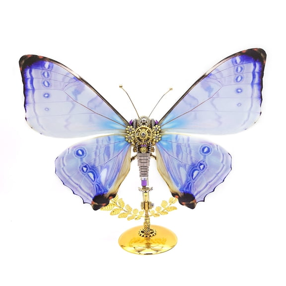 3D Metal Puzzle Butterfly Model Kit, 150PCS DIY Steampunk Mechanical Morpho Sulkowskyi Butterfly Model with Adjustable Wings, Unique Desk Creative Art Decorations Gift for Adults