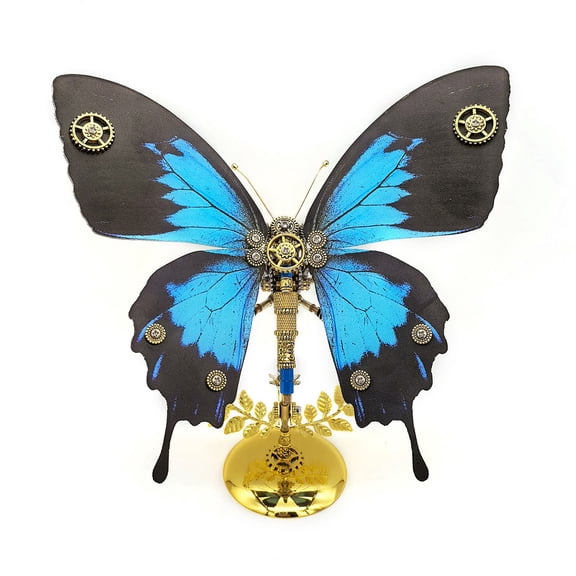 3D Metal Puzzle Butterfly Model Kit, 150PCS DIY Steampunk Mechanical Paradise Swallowtail Butterfly Model with Adjustable Wings, Unique Desk Creative Art Decorations Gift for Adults