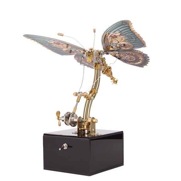 3D Metal Puzzle Butterfly Music Box - 300 Pieces Steampunk Mechanical Insect Model Kit for Adults & Teens