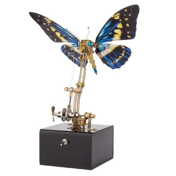 3D Metal Puzzle Butterfly Music Box - 300 Pieces Steampunk Mechanical Insect Model Kit for Adults & Teens