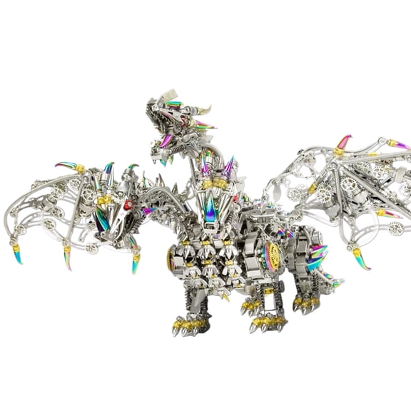 3D Metal Puzzle Dragon Model Kit, 2900Pcs Diy Assemble Mechanical Three-Headed Dragon Model, Creative Art Desk Ornament for Home & Offices