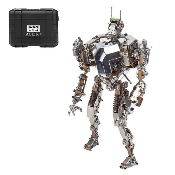 3D Metal Puzzle Humanoid-1 Model Kit, 700+ PCS DIY Metal Futuristic Mech Robot Model with Articulated Joints & LED Lights, Creative Art Ornament for Home & Office