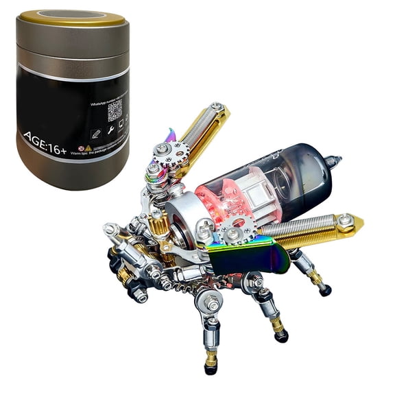 3D Metal Puzzle Insect Model Kits, 200PCS 3D DIY Assemble Mechanical Firefly Building Set with Light-Up Tail, Creative Decorations for Office & Home