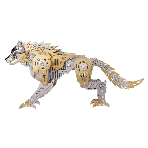 3D Metal Puzzle Mechanical Wolf Kit, 384-Piece Steampunk DIY Model with Movable Joints, Desktop Display, Office Art