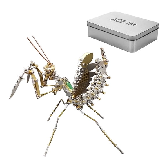 3D Metal Puzzle Model Kit, 350PCS DIY Assemble Mechanical Mantis Insect Model, Creative Desk Decorations for Adults