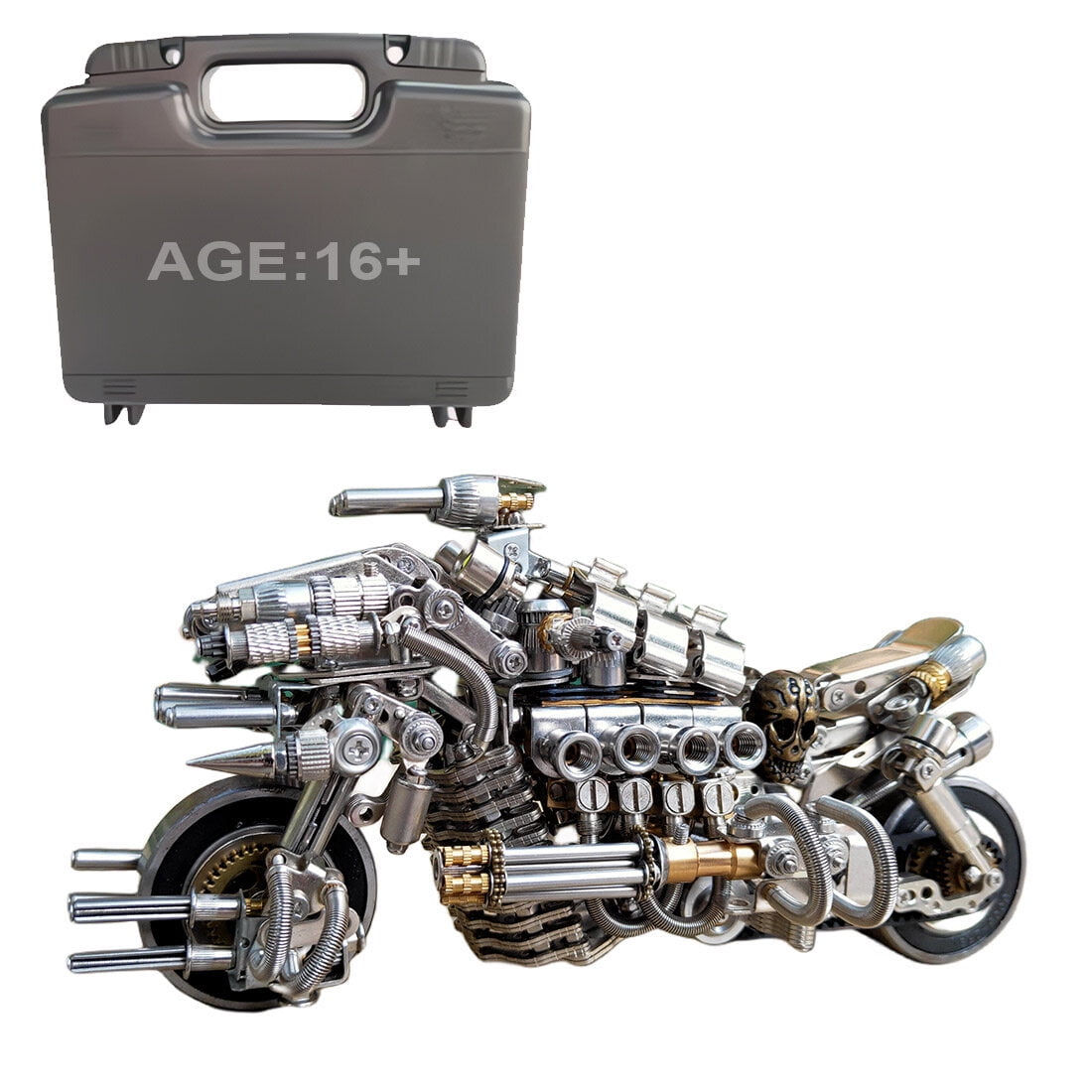 3D Metal Puzzle Model Kit, 600+PCS Metal Mechanical Desperate Pursuit Motorcycle Building Kit, Unique Desktop Decor & Creative Gift for Teens & Adults