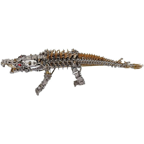 3D Metal Puzzle Model, Steampunk Mechanical Sleeping Crocodile 3D Metal Jigsaw Puzzles Assembly Kits, Home Decor Display for Adults and Teens (1500+ PCS)
