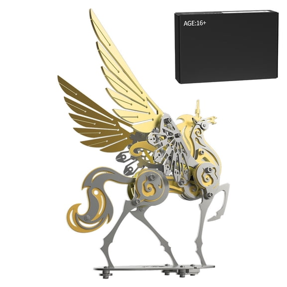 3D Metal Puzzle Mythical Beasts Model Kit, 121PCS 3D Assembly Mechanical Soaring Unicorn Building Kit, Unique Desk Creative Art Decorations Gift for Adults