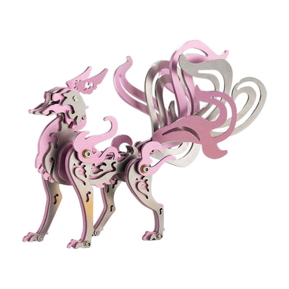 3D Metal Puzzle Mythical Beasts Model Kit, 85PCS 3D Assembly Mechanical Nine-Tailed Fox Building Kit, Unique Desk Creative Art Decorations Gift for Adults