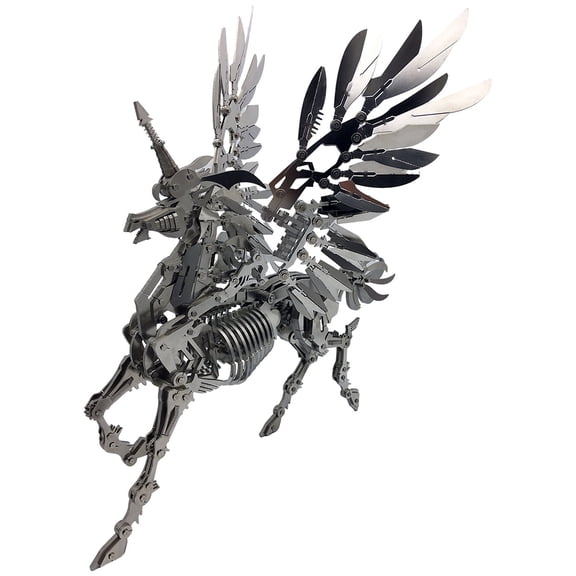 3D Metal Puzzle Mythical Horse Model Kit, 559PCS DIY Stainless Steel Assembly Mechanical Horse Building Set, Futuristic Desktop Decoration for Adults