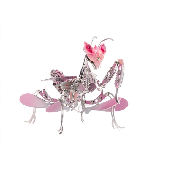 3D Metal Puzzle - Orchid Mantis DIY Mechanical Metal Insect Model Kit, Fully Articulated Pink Gradient Display for Desktop & Shelf Dcor, Creative Gift for Adults and Enthusiasts(100+PCS)