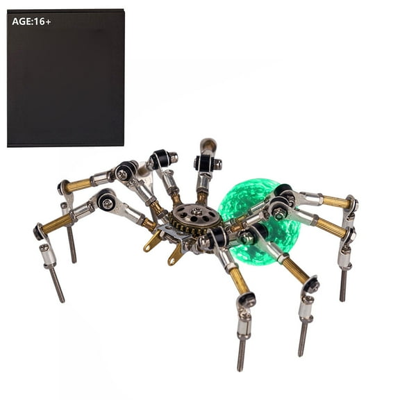 3D Metal Puzzle Spider Model Kit, 270Pcs 3D DIY Steampunk Mechanical Spider with 3CM Glowing Crystal Ball, Creative Art Ornament for Home & Office