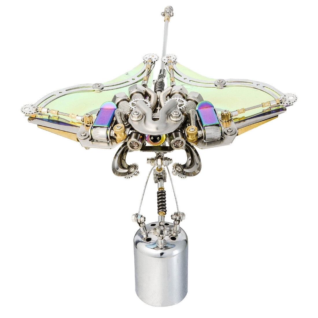 3D Metal Puzzle Submarine Series Model Kit, 422PCS 3D Mechanical Steampunk Devilray Building Kit with LED Eyes & Translucent Wings, Unique Desktop Sculpture & Creative Gift for Adults