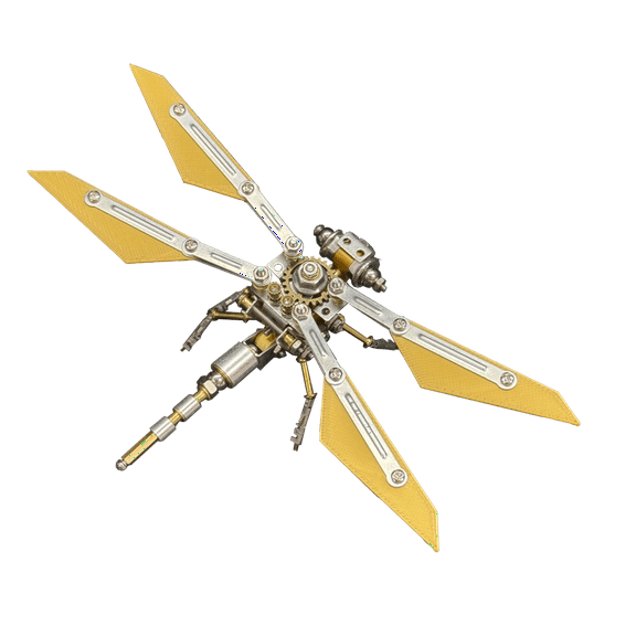 3D Metal Puzzle for Adults, 126Pcs 3D DIY Steampunk Mechanical Front Wing Ranger Dragonfly Model Kits, Creative Art Ornament for Home & Office