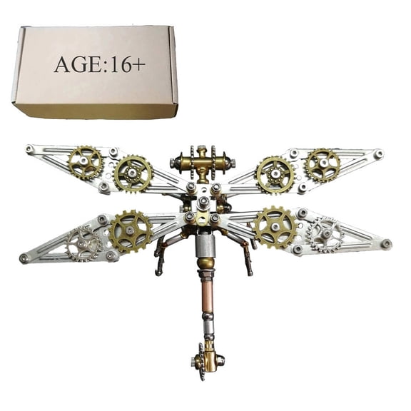3D Metal Puzzle for Adults, 200Pcs 3D DIY Mechanical Steampunk Meganeura Dragonfly Model Kits, Creative Art Ornament for Home & Office