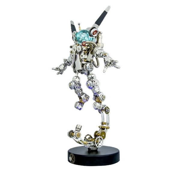 3D Metal Puzzle for Adults, 500+PCS DIY Aerospace Rabbit with LED Lights & Stand, Creative Desk Decorations for Home & Office