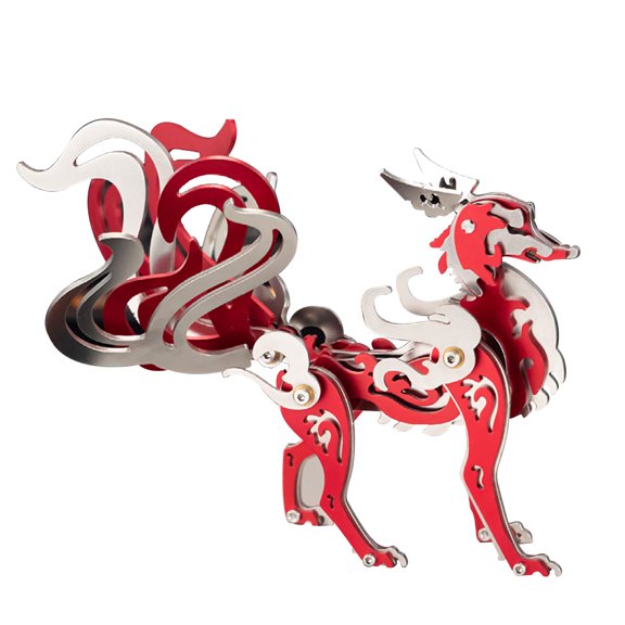 3D Metal Puzzle for Adults, Mythical Nine-Tailed Fox DIY Assembly Puzzle Sculpture, Mechanical Animal Display Model for Collectors