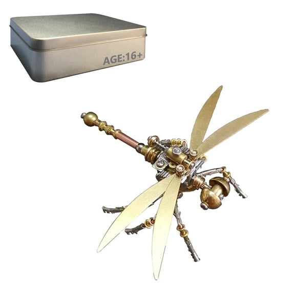 3D Metal Puzzles, Mechanical Insect Puzzle Model Kit, Dragonfly Steampunk DIY Assembly Model, Desk Decor Collectible Gift for Adults (152PCS)