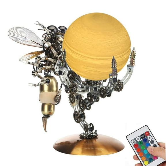 3D Metal Puzzles Model Kits - 627PCS Mechanical Wasp Base with LED Lamp - Steampunk DIY Assembly Brain Teaser Puzzle for Adults
