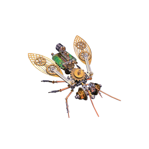 3D Metal Puzzles for Adults, 218+PCS Steampunk Mechanical Retro 3D Big Bee Model Kit with Display Stand, Creative Desk Ornament for Home & Office