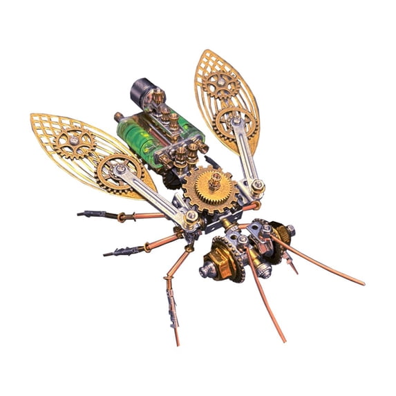 3D Metal Puzzles for Adults, 218+PCS Steampunk Mechanical Retro 3D Big Bee Model Kit with Display Stand, Creative Desk Ornament for Home & Office