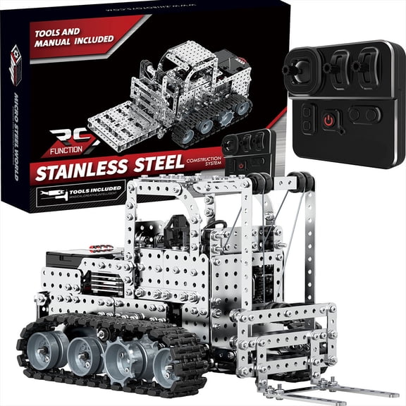 3D Metal RC Forklift Model Kit, DIY Mechanical Assembly Model, 12CH 2.4G Electric Engineering Construction Vehicle Model with Remote Controller, Display Gift for Adults (1476PCS)