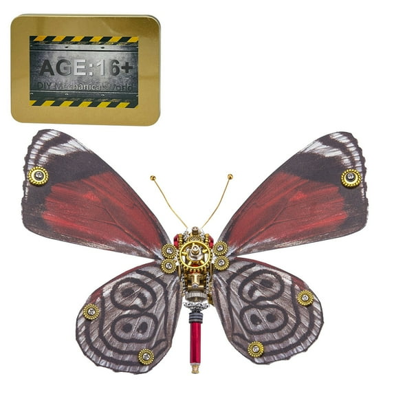 3D Metal Retro Steampunk Diaethria Anna Model Kit, 150PCS+ DIY Mechanical Insect Butterfly Metal Assembly Kit, Creative Desktop Ornament Gift for Enthusiast