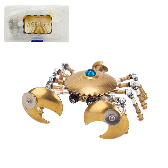 3D Metal Steampunk Crab Model Kit, 100PCS+ Mechanical Marine Organism Model, DIY Assembly Desktop Ornament Gift for Adults and Teens