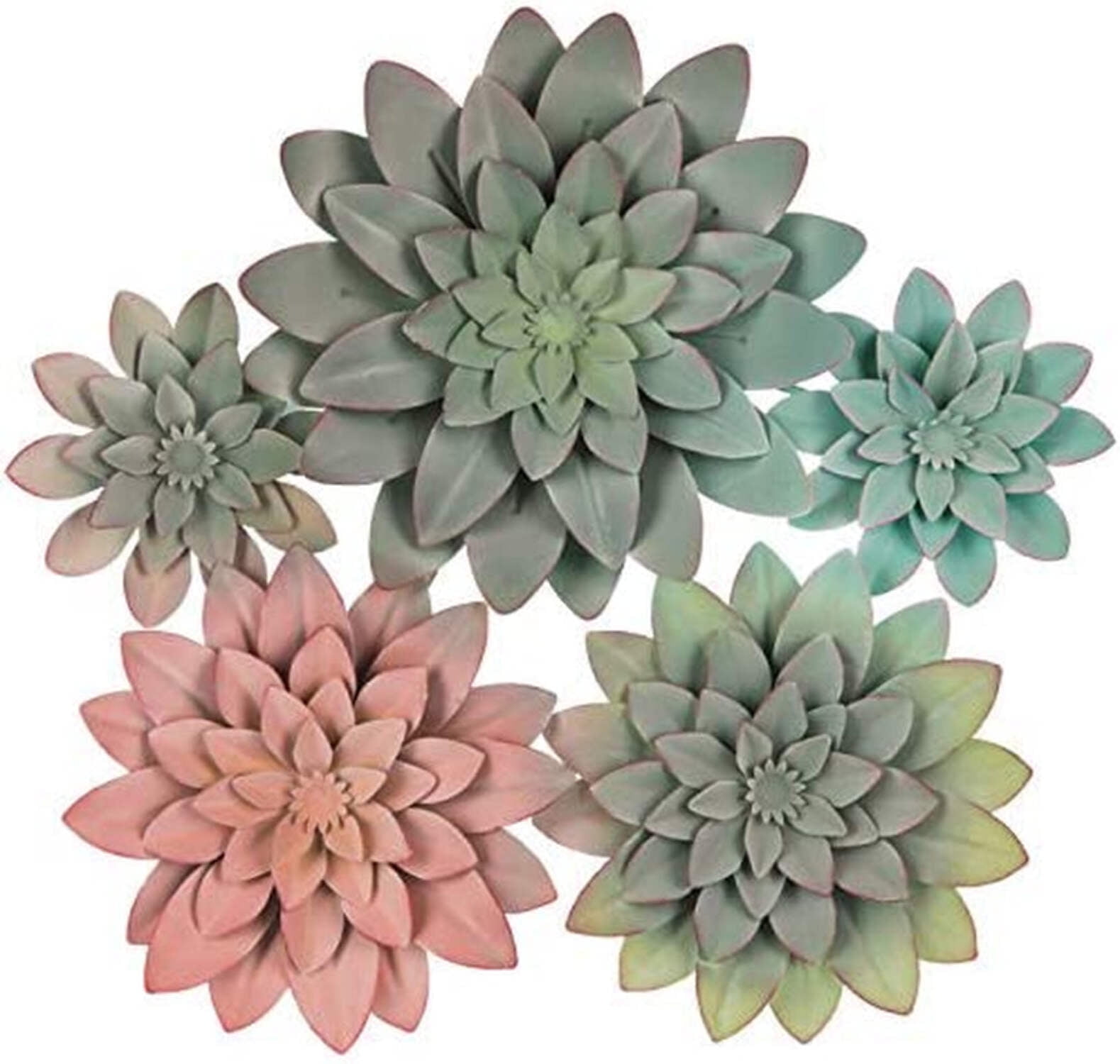 3D Metal Succulent Wall Decor - Multicolored Cluster , Hand Painted ...