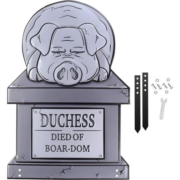 3D Metal Tombstone -DUCHESS (Large 17") w Stakes-Durable, Weather Rust Proof, UV Printed-Upgrade Your House Mansion Party Pet Cemetery Lawn Decor-No Flimsy Foam Graveyard Headstones