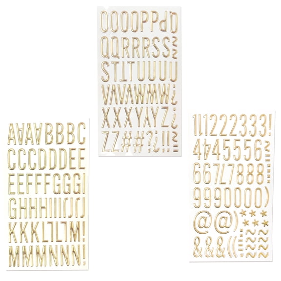 3D Metallic Letter Number Sticker Gold Glittered PVC Sticker Large Letter Sticker for Journal Notebook Scrapbooking