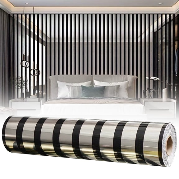 3D Metallic Striped Mirror Wall Sticker Adhesive Gold Foil Removable Decal For Living Room Bedroom Cafe Decor