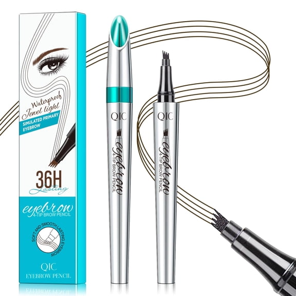 3D Microblading Eyebrow Pen, 5 Color Waterproof Microblading Eyebrow Pencil,4-Tip Eyebrow Pencil, Natural Makeup Long-Lasting Fine Stroke Magic Eyebrow Pencil, Dark Brown
